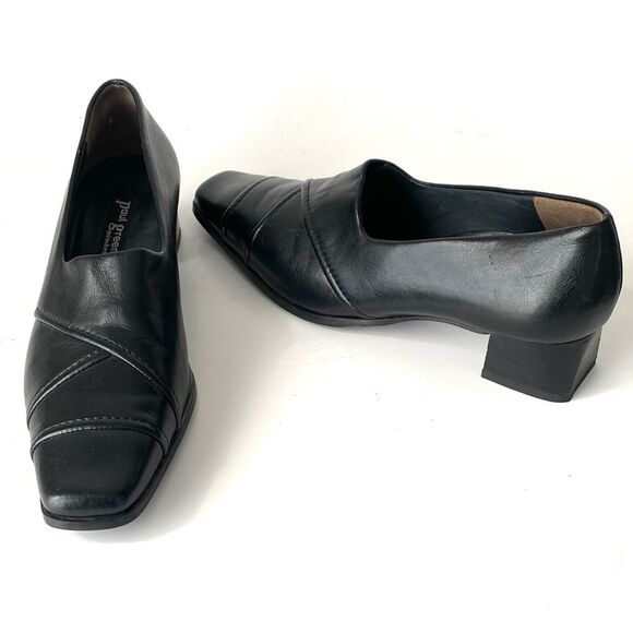 Paul Green Shoes - Paul Green Women’s Handcrafted Black Leather Block Heel Shoes UK Sz 5 (US 7.5)